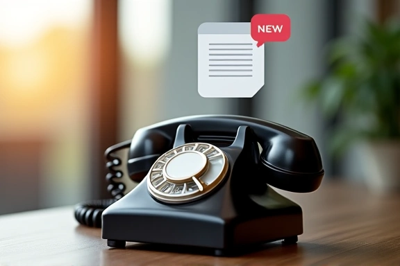 Teléfono antiguo con un mensaje, invitando a la comunicación