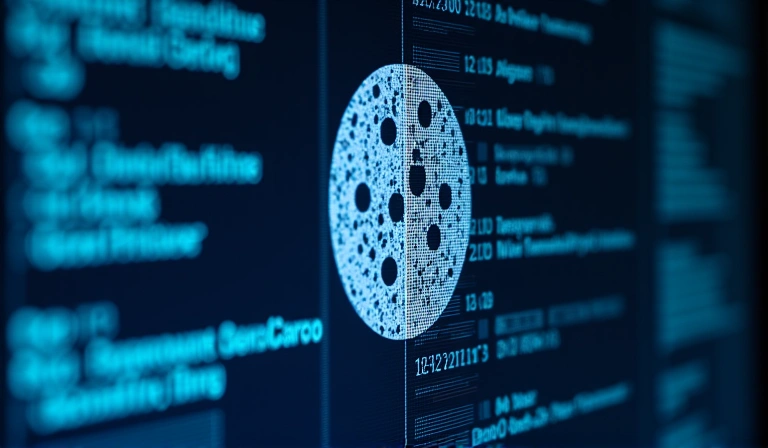 Ilustración de una galleta digital representando una cookie en un ordenador